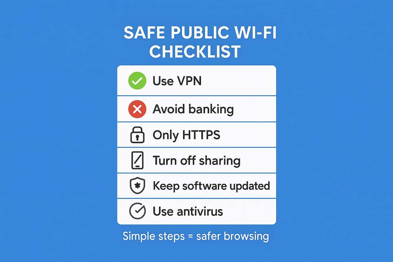 How to stay safe using publick wifi checklist 