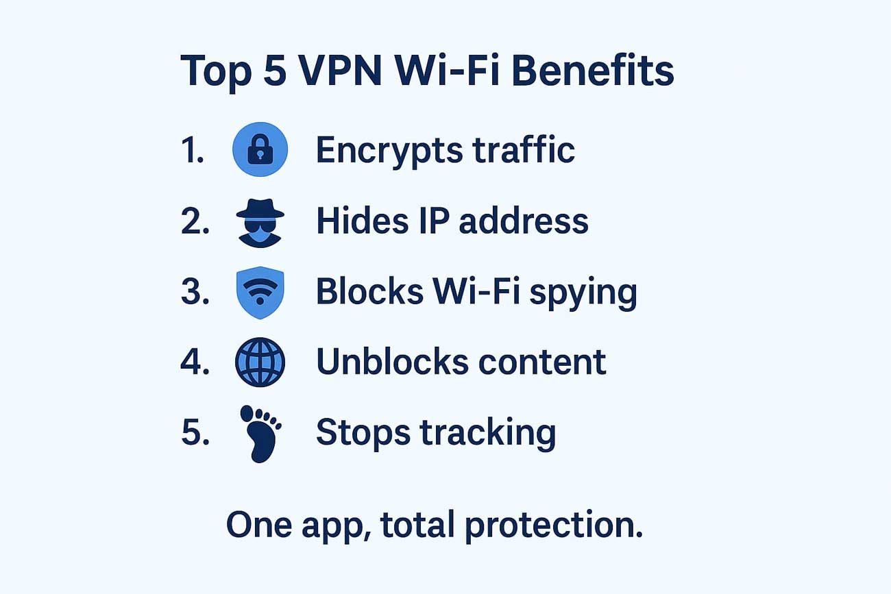 vpn over wifi, 5 benefits